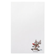 silly cute running rudolph reindeer stationery design