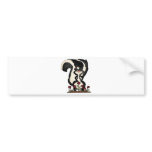 silly cute skunk and red roses bumper sticker