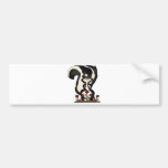 silly cute skunk and red roses bumper sticker
