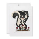 silly cute skunk and red roses announcement