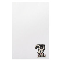 silly cute skunk and red roses personalized stationery