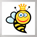 silly cute smiling queen bee cartoon posters