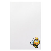 silly cute smiling queen bee cartoon personalized stationery