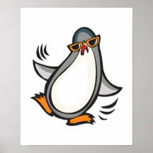 silly dancing penguin print