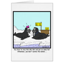 Silly Diet: Walrus Cartoon Greeting Card
