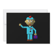 Silly Doctor with Apple on his head & Medical Bag Custom Invite