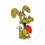 Silly Dog Round Sticker