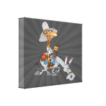 silly donkey rider cartoon stretched canvas prints