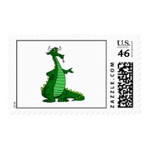 Silly Dragon Green Postage