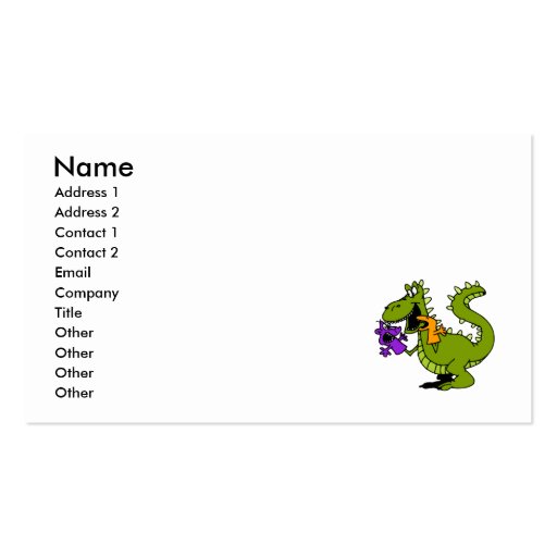 Silly Dragon with Sock Puppets Business Card Template (front side)