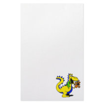 Silly Dragon with Sock Puppets Cute Custom Stationery