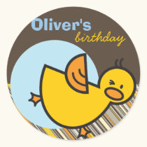 Silly Duckies Blue Custom Gift Favor Label Sticker
