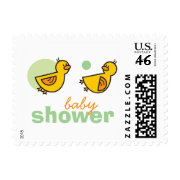 Silly Duckies Green Baby Shower Stamps stamp