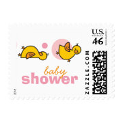 Silly Duckies Pink Baby Girl Shower Stamps stamp