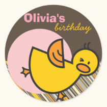 Silly Duckies Pink Custom Gift Favor Label Sticker