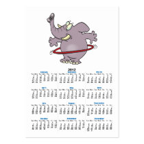 silly elephant hula hooping cartoon business cards