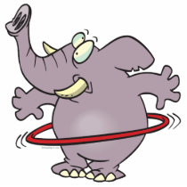 silly elephant hula hooping cartoon photo sculpture