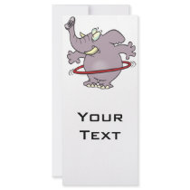 silly elephant hula hooping cartoon full color rack card