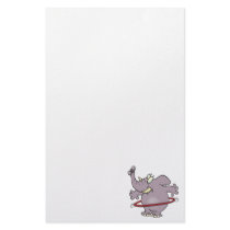 silly elephant hula hooping cartoon customized stationery