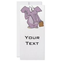silly elephant on a cellphone cartoon personalized rack card