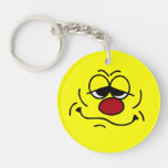 Silly Face: Happy Monday morning to you too Round Acrylic Key Chains