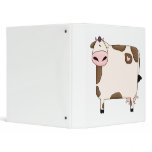 silly fat brown and white cow cartoon binders
