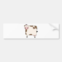 silly fat brown and white cow cartoon bumper stickers