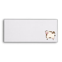 silly fat brown and white cow cartoon envelope