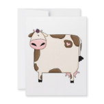 silly fat brown and white cow cartoon invites