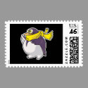 silly fat penguin wearing scarf