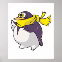silly fat penguin wearing scarf print