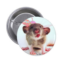 Silly Flutterby Rat Pinback Buttons