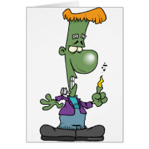 silly frankenstein halloween cartoon character greeting cards
