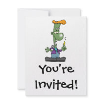 silly frankenstein halloween cartoon character invite