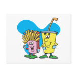 silly french fries and soft drink guys post card