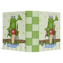 silly frog sitting on mushroom binder