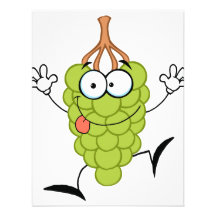 silly funny cute green grapes cartoon character custom invites