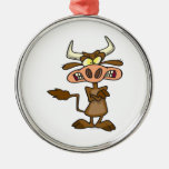 silly funny mad angry cow cartoon christmas ornament