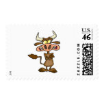 silly funny mad angry cow cartoon postage stamps