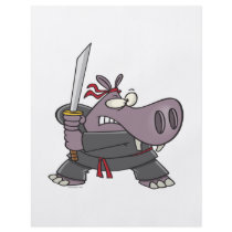 silly funny ninja hippo cartoon flyers