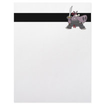silly funny ninja hippo cartoon letterhead design