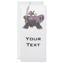 silly funny ninja hippo cartoon custom rack cards