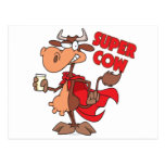 silly funny super cow cartoon character postcards