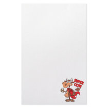 silly funny super cow cartoon character stationery