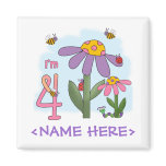 Silly Garden 4th Birthday Fridge Magnets