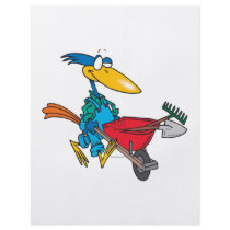 silly gardening bird with wheel barrow custom flyer