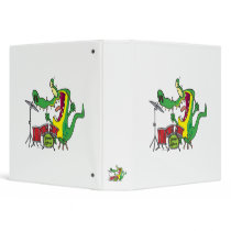 silly gator alligator drummer drumming cartoon vinyl binders
