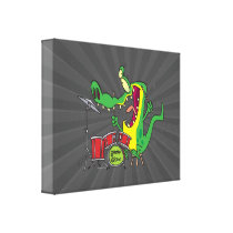 silly gator alligator drummer drumming cartoon canvas print
