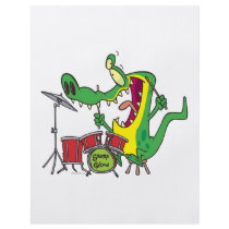 silly gator alligator drummer drumming cartoon flyer