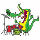 silly gator alligator drummer drumming cartoon photo sculptures
